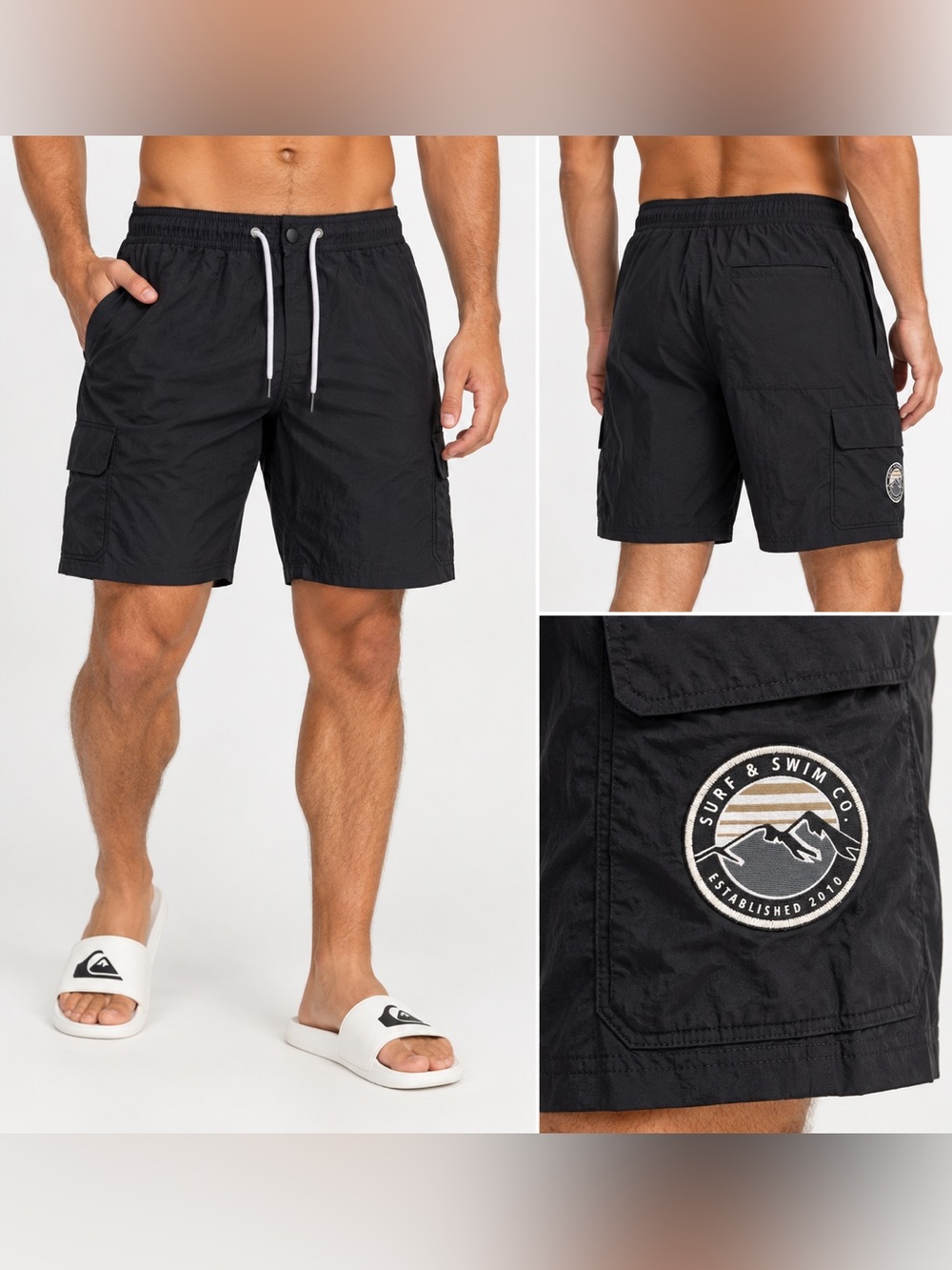TRUNKS Outdoor Utility Shorts Men S Black Quick Dry Cargo Swim Beach NWT